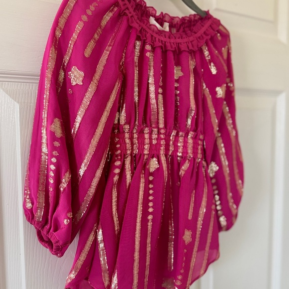 LoveShackFancy Mini Popover Dress Pink Gold Star Very Berry 2/3T Girls NWT - Picture 6 of 16